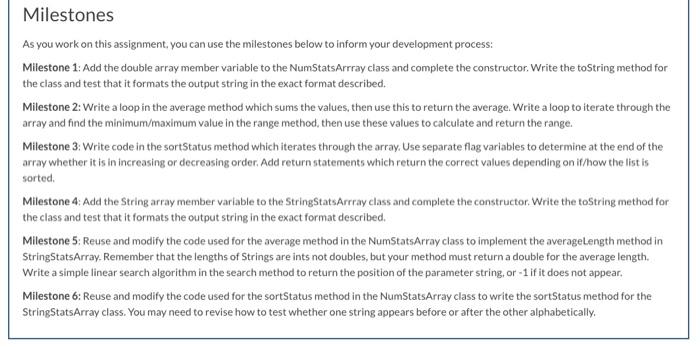 will be used to find statistics from arrays. The first class, NumStatsArray,