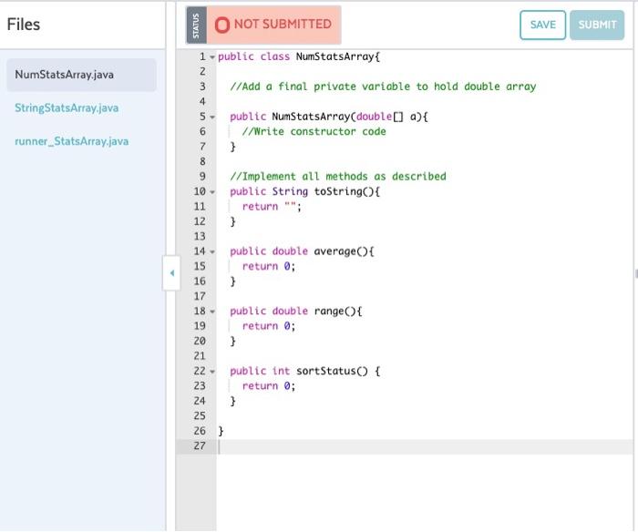 needs to store an array of doubles as a member variable. This