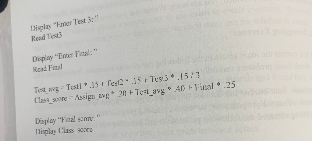 the following pseudocode examples. You will need to desk check these problems