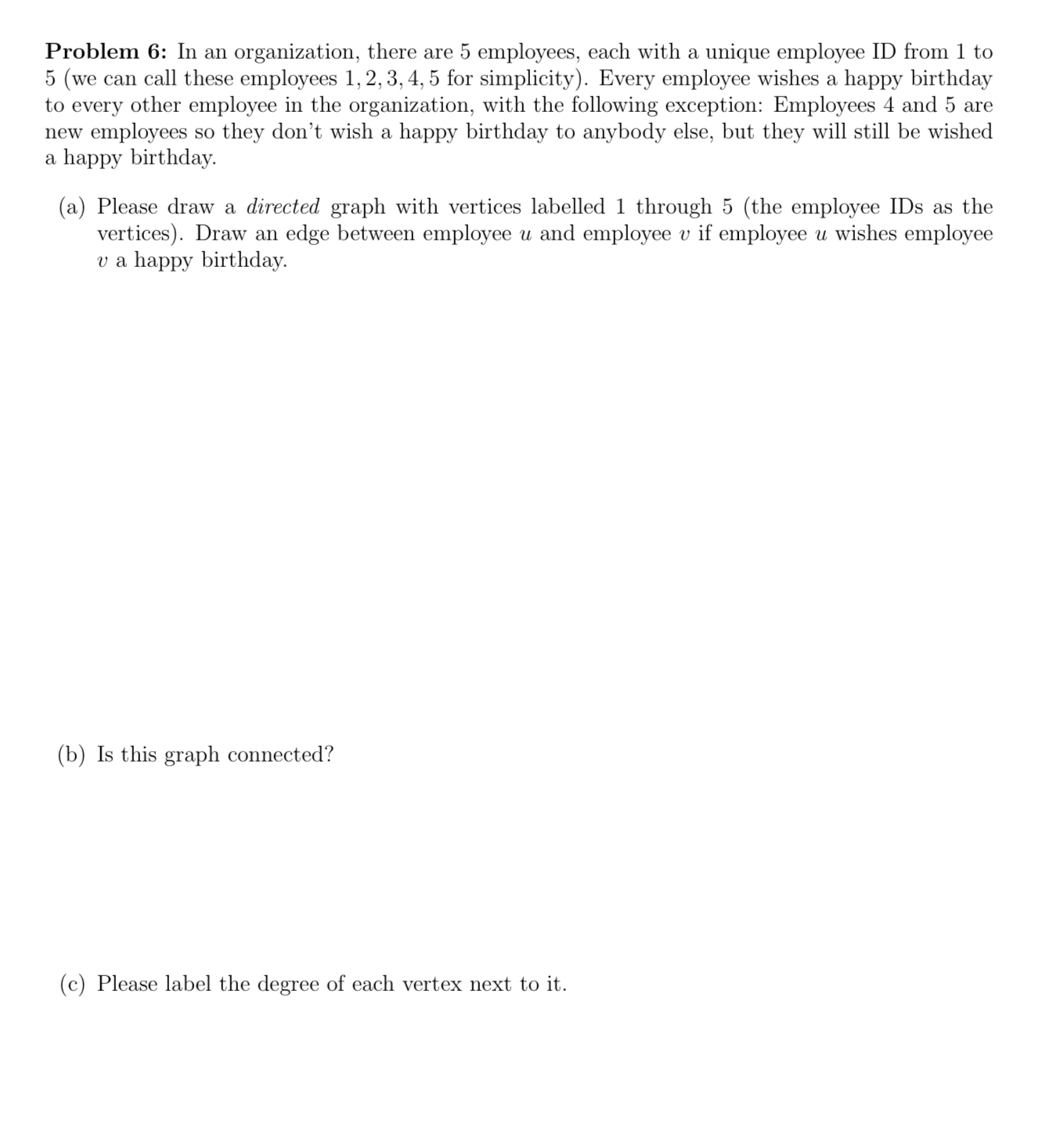  1,2,3,4,5 for simplicityu and employee vif employee u wishes employee v