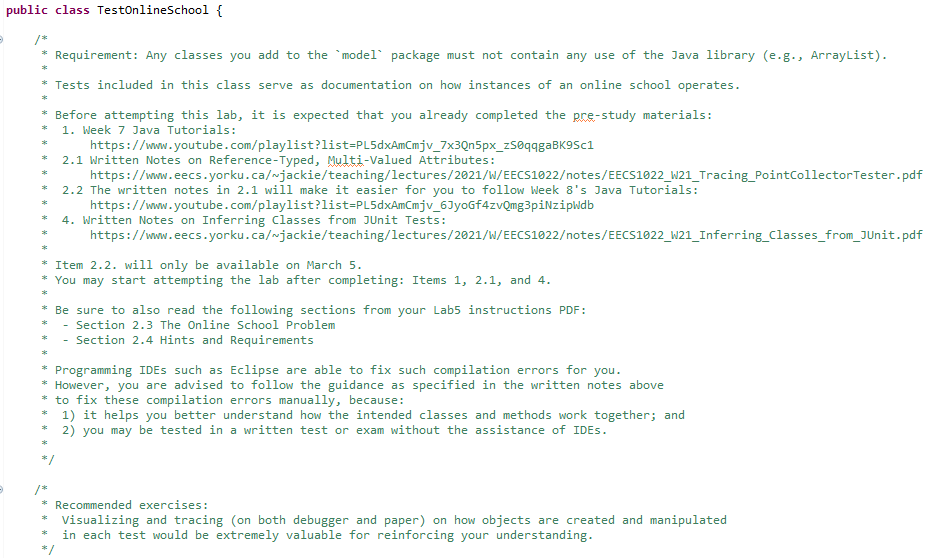 libraries @Test public void test03a() { Instructor alan = new Instructor("A. Wassyng",
