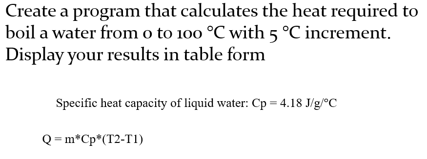 Matlab program only: Please help me to create a program using MatLab