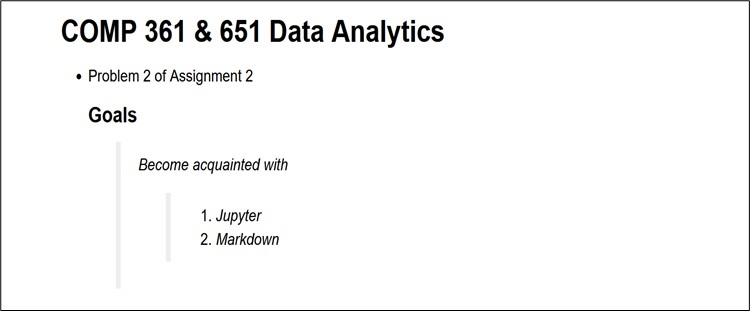 Produce a Python 3 Jupyter notebook whose contents we describe. The first