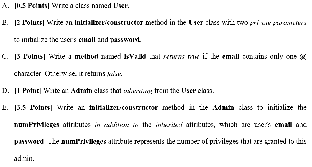 NEED THIS DONE IN PYTHON A. [0.5 Points] Write a class named