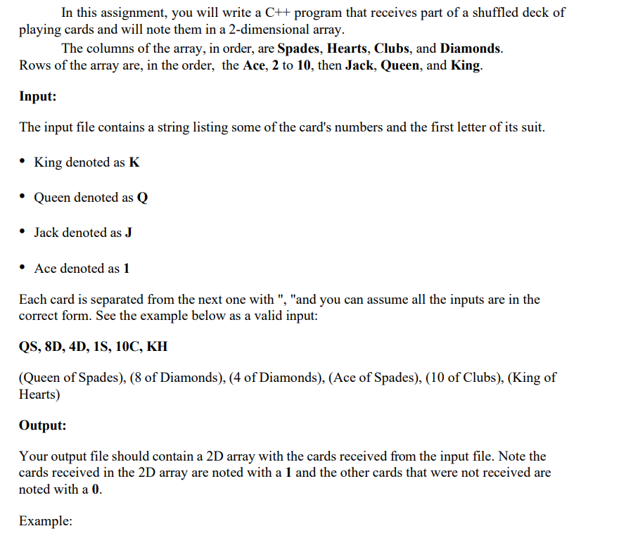  C++ please In this assignment, you will write a C++ program