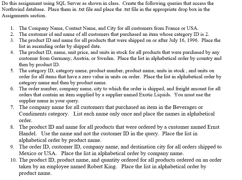 Principles of Database Management Do this assignment using SQL Server as shown