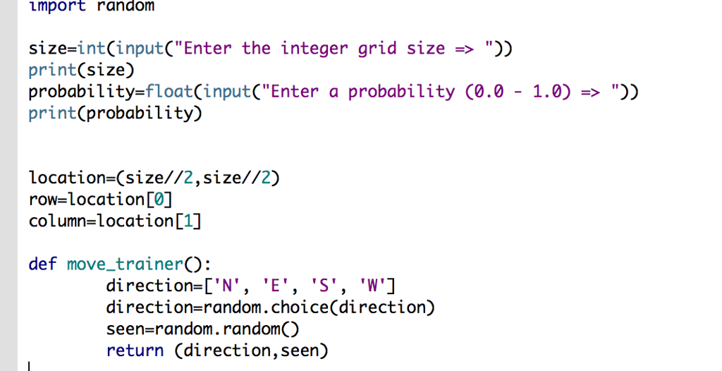 the middle of a grid that is size rows tall ... Question: