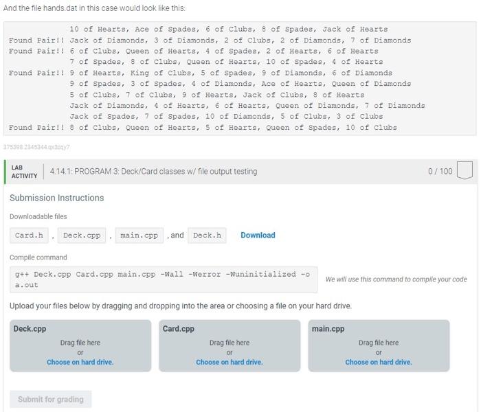 class that stores a deck of these Cards. Then, use the Monte