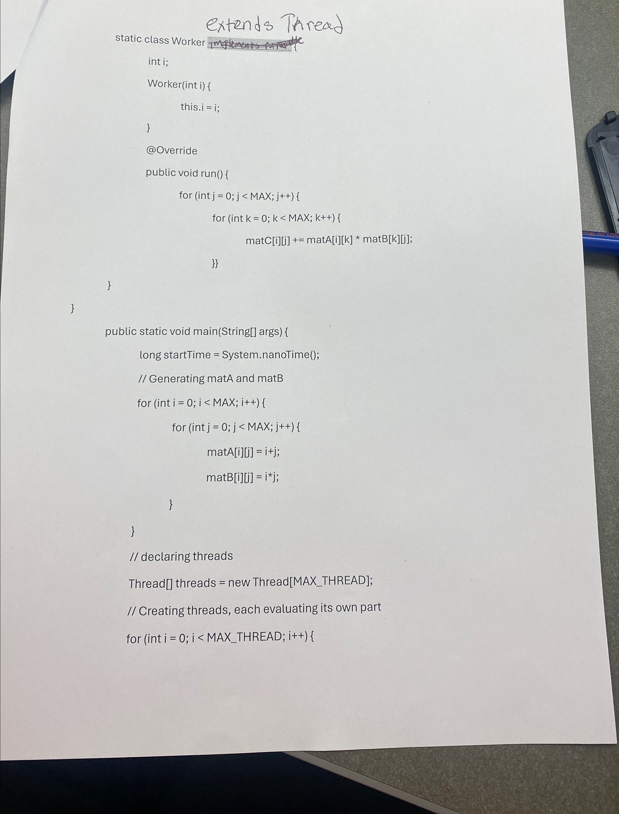  extends Thread static class Worker gmatements surnathe// Creating threads, each evaluating