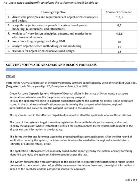  A student who satisfactorily completes the assignment should be able to: