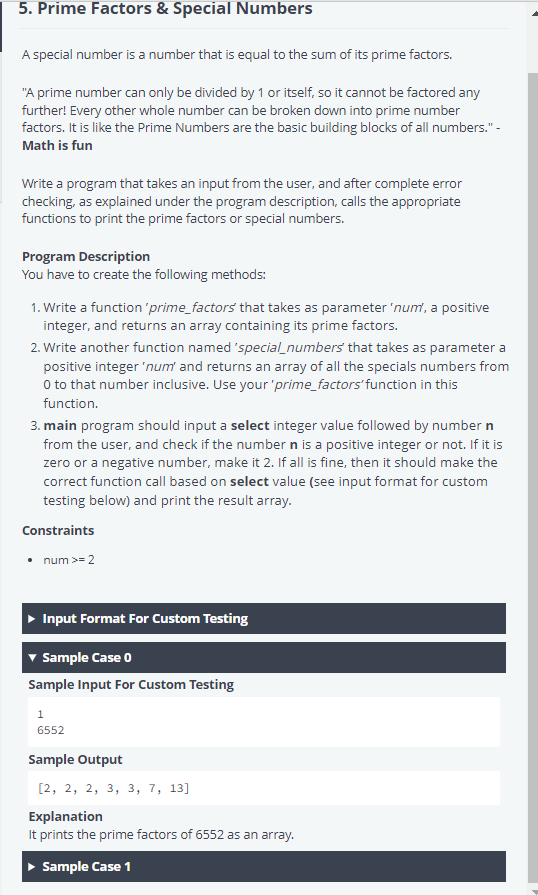 java A special number is a number that is equal to the