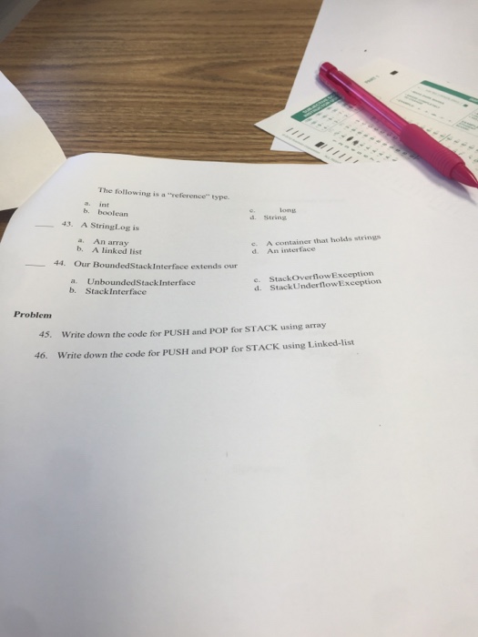  The following is a "veference" type b. boolean long d String