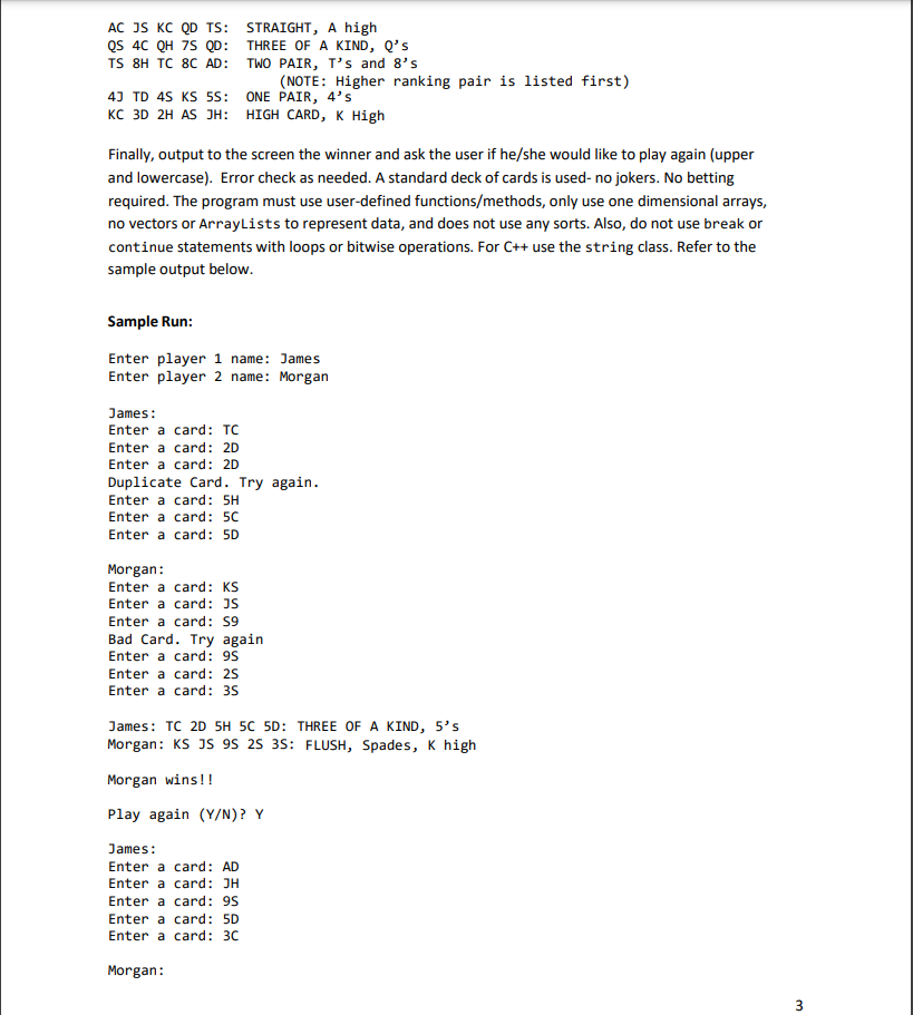 problems must be implemented for full credit. Each section will state how