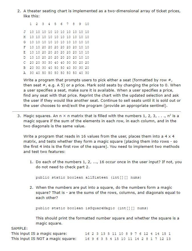 be programmed in Java, thanks! AP COMPUTER SCIENCE A EXTRA PRACTICE FOR