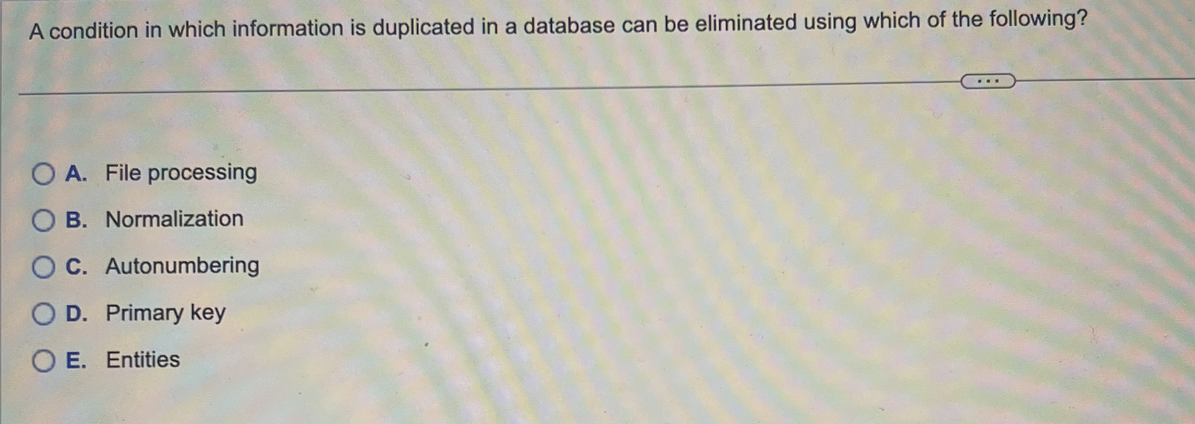  A condition in which information is duplicated in a database can
