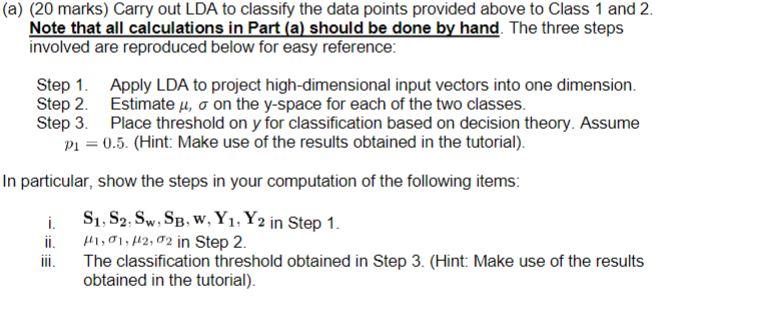 and X2train are training data points in Class 1 and 2, respectively.