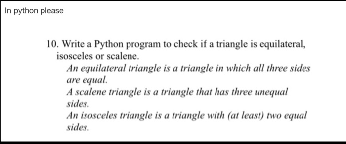  In python please 10. Write a Python program to check if