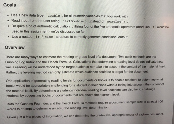  Goals . Use a new data type, double , for all