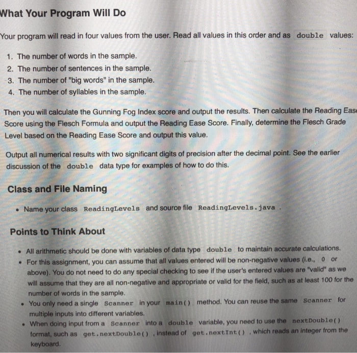 numeric variables that you work with. Read input from the user using