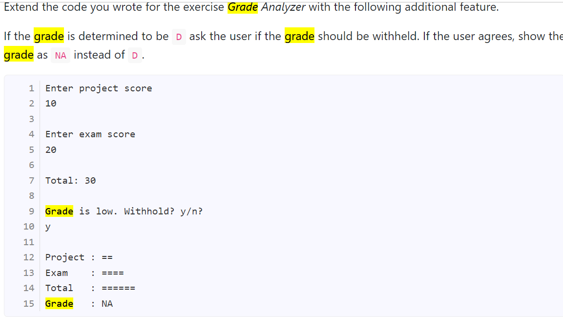 in python. Use if else loop. Write a program to read project