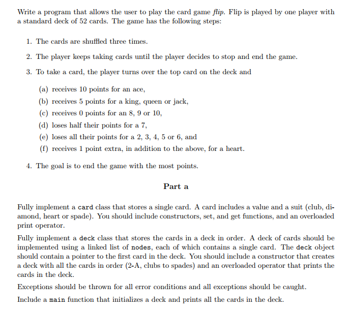 Write a program that allows the user to play the card game