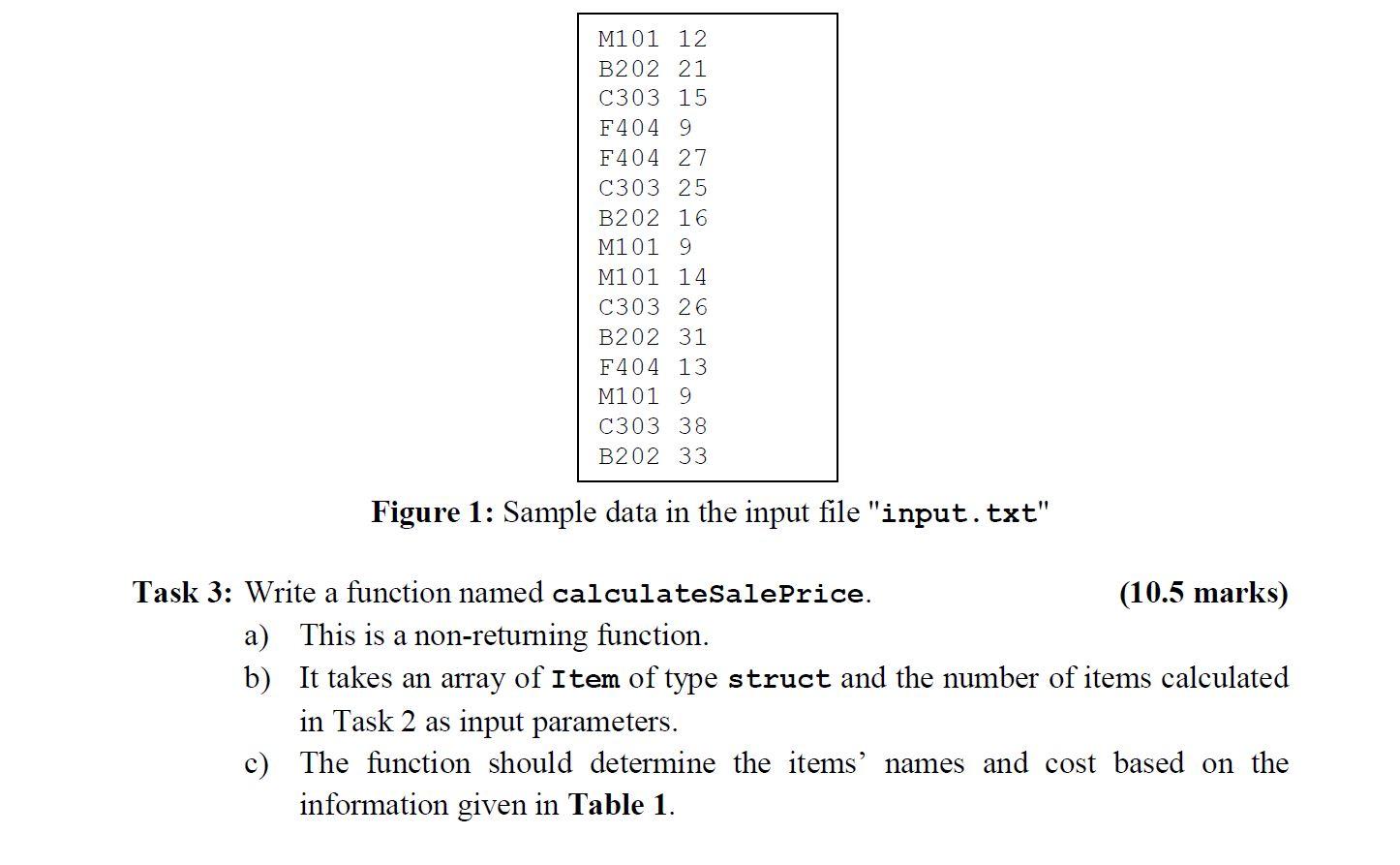 The program uses various types of structured data developed to calculate the