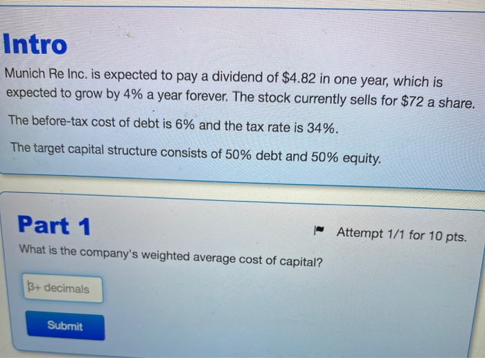  Intro Munich Re Inc. is expected to pay a dividend of