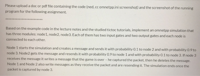  need to use ompetpp. please upload code Please upload a doc