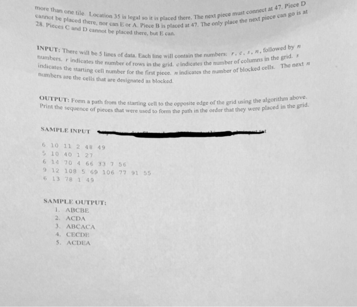 t colmn tnd so thhd the 5 types of pieces shown below,