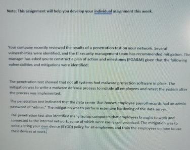  Note: This assignment will felp you develop your individual assignment this