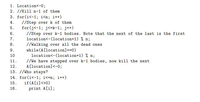 JAVA: Josephurs Problem (from array to linked list) Use the code in