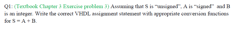 Ql: Textbook Chapter 3 Exercise problem 3) Assuming that S is