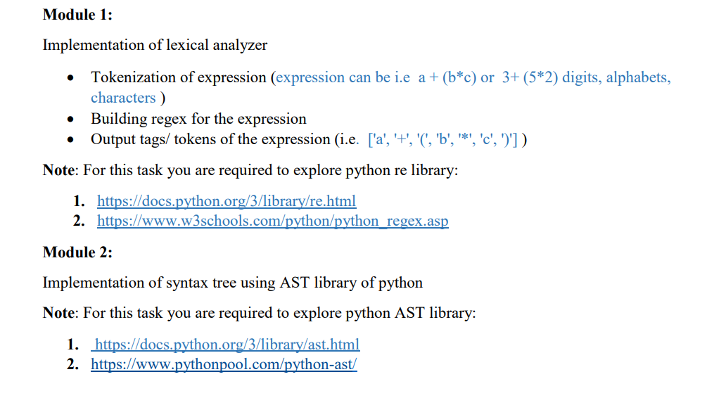  CODING GUIDES: >>>> >>> USE IMPORT re in MODULE 1. IN