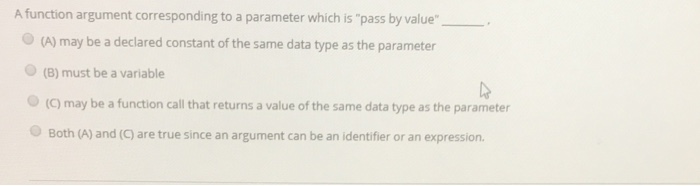  C++ A function argument corresponding to a parameter which is "pass