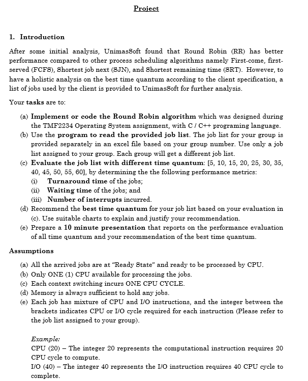 Subject : operating system pls help me with my c++ project These