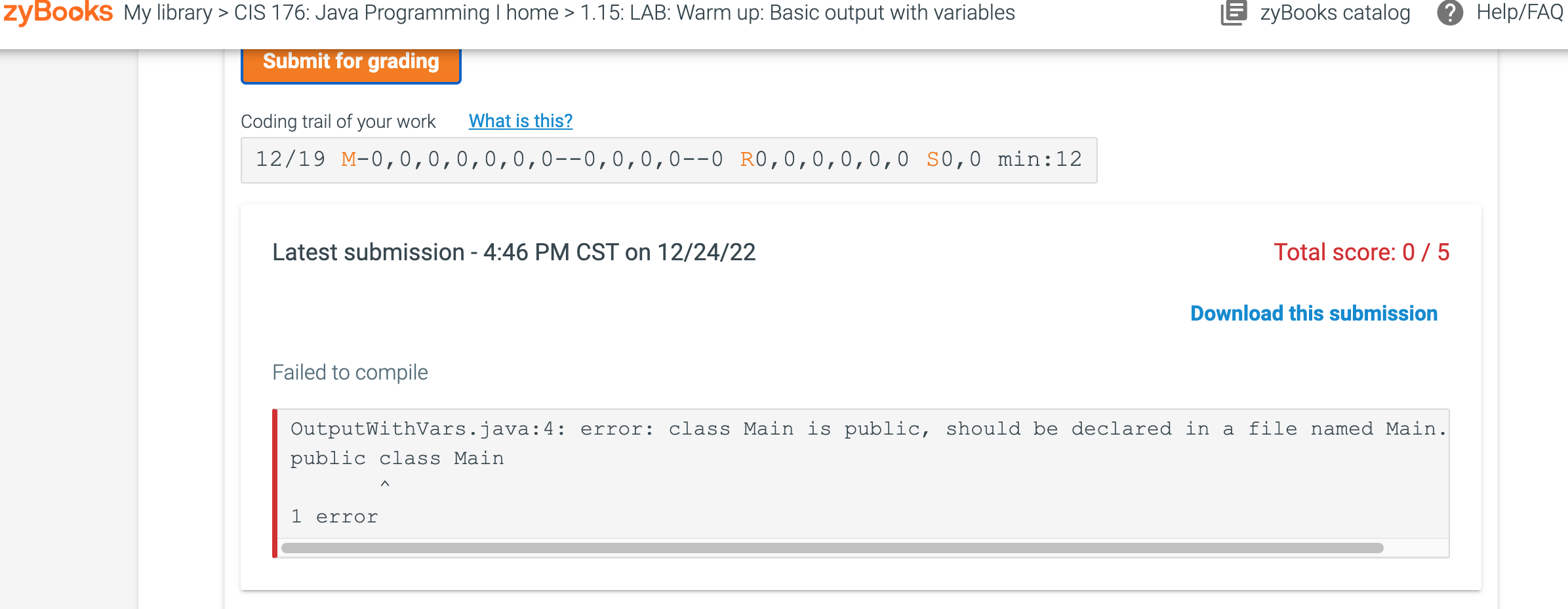 full programming assignment. Warm up exercises are typically simpler and worth fewer