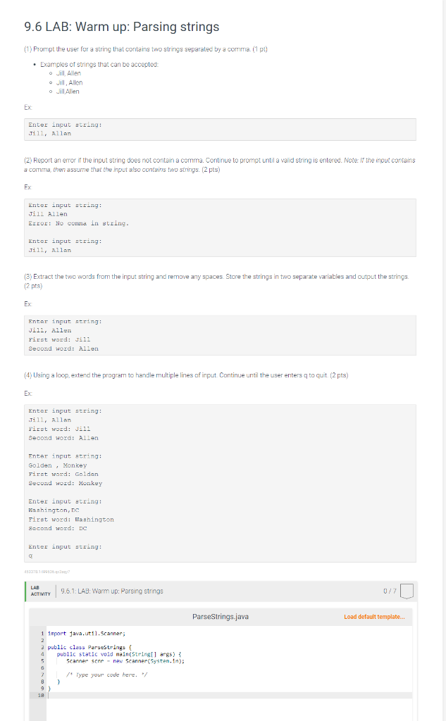Please use Java Enter input etring: Jill, Allan (3) Extract the two