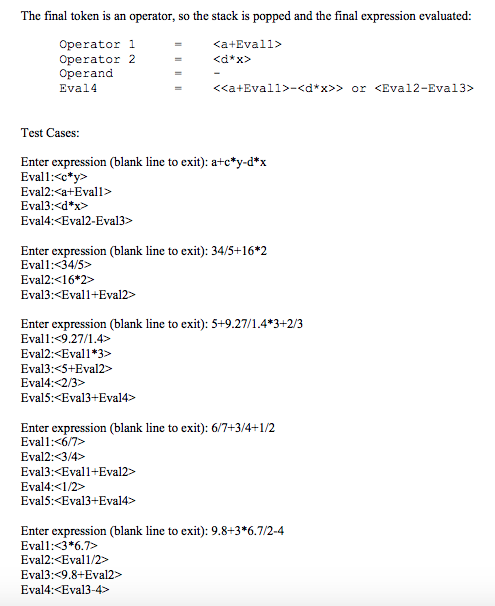 that prompted the user for an infix expression and converted the result