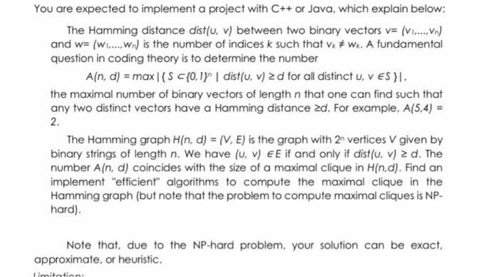 use c++ You are expected to implement a project with C++ or
