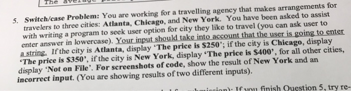 this need to be done in MATLAB 5. Switch/case Problem: You are