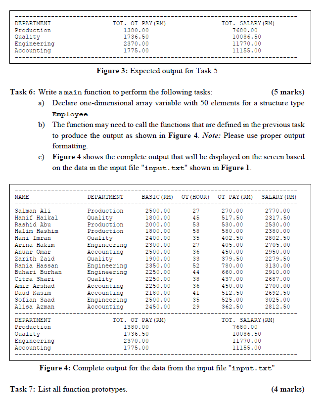 following tasks: (3 marks) Task 1: Declare a structure named Employee, with