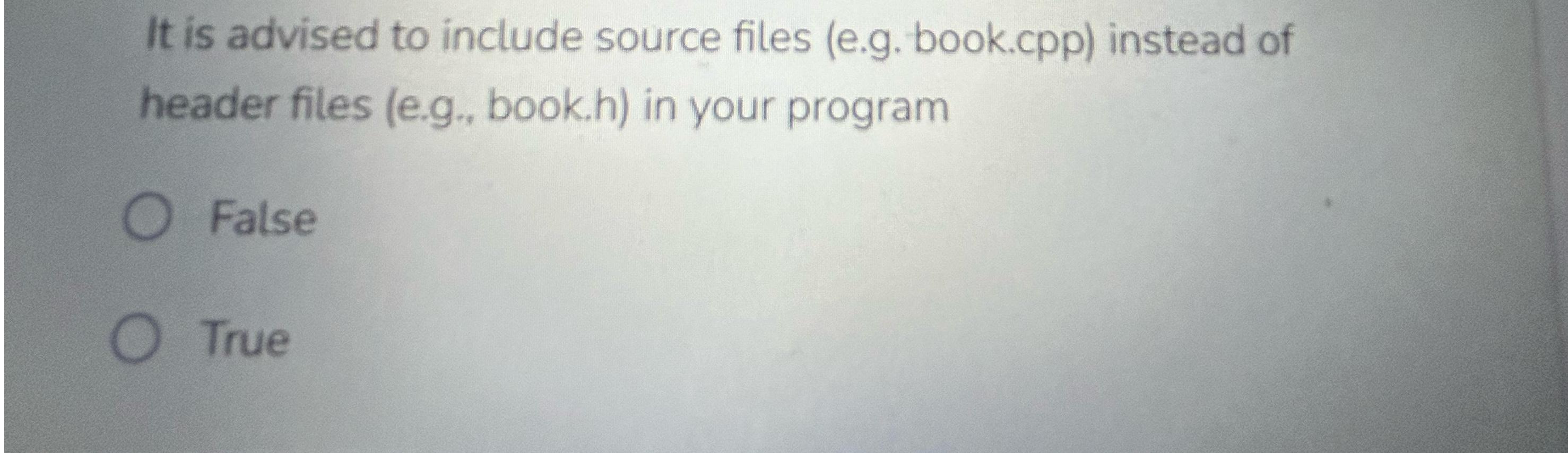  It is advised to include source files (e.g. book.cpp) instead of