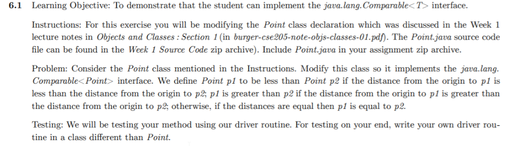  6.1 Learning Objective: To demonstrate that the student can implement the