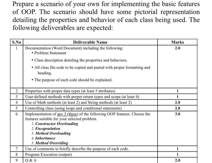 (Java ) Prepare a scenario of your own for implementing the basic