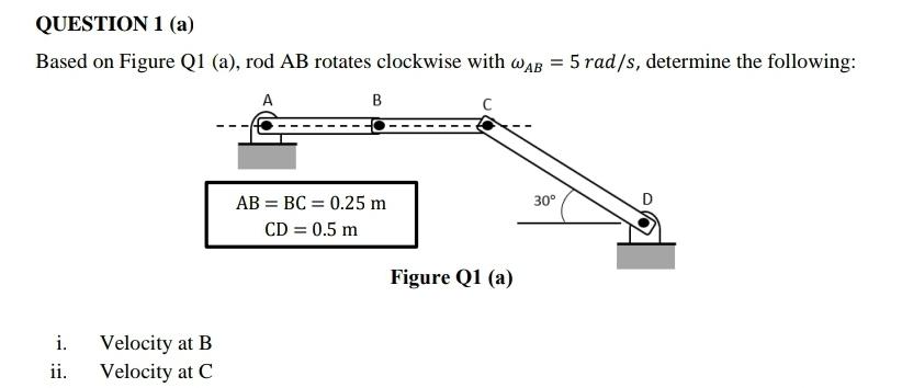  dynamics QUESTION 1(a) Based on Figure Q1(a), rod AB rotates clockwise