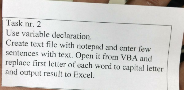  Task nr. 2 Use variable declaration. Create text file with notepad