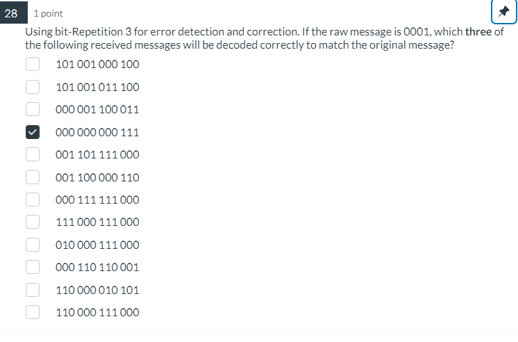  Using bit-Repetition 3 for error detection and correction. If the raw