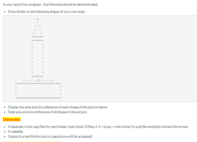 please create separate .h and .cpp for each shape type? Thank you