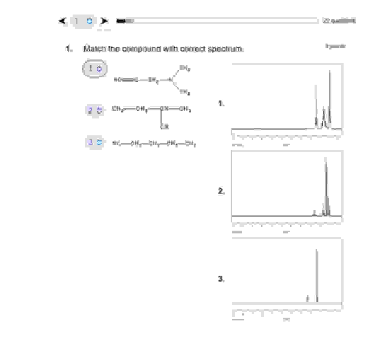  Match the compound with the correct spectrum. 
