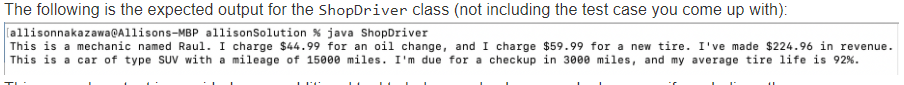 setters unless otherwise specified. When writing constructors and setters for this class,